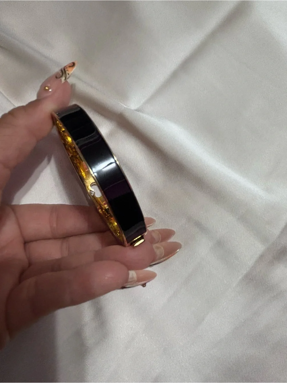 Kate Spade Black Enamel & Gold Spade Cutout Bangle